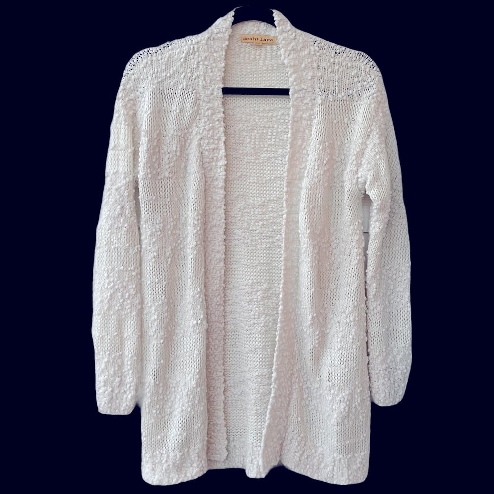 Mesh + lace chunky open knit BOHO cardigan Knit XS